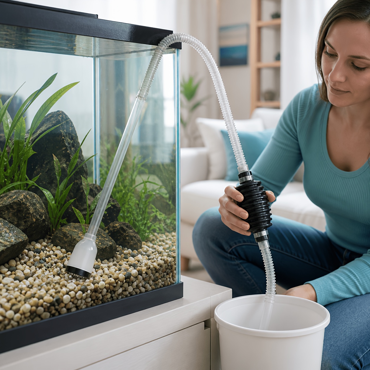 Manual Siphon Aquarium Water C - Fish Tank Gravel ulasan dan harga