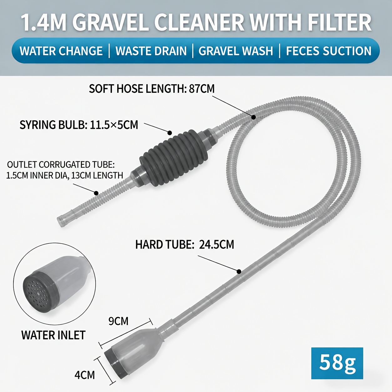 Manual Siphon Aquarium Water C - Fish Tank Gravel ulasan dan harga