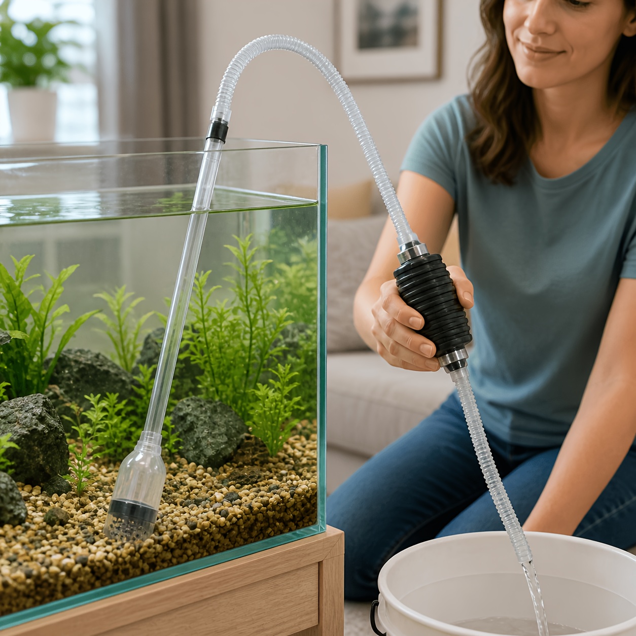 Manual Siphon Aquarium Water C - Fish Tank Gravel ulasan dan harga