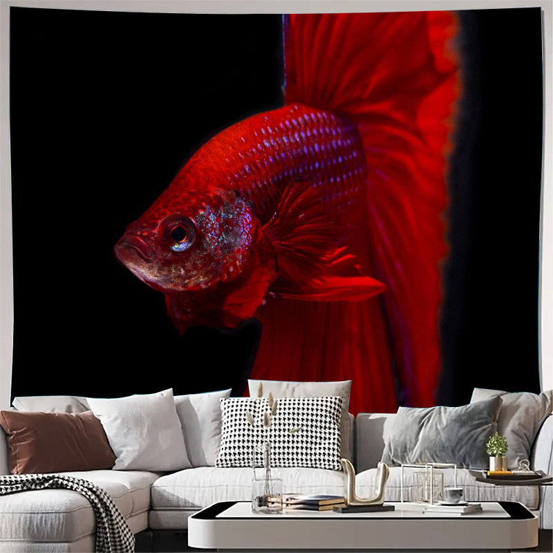 Vibrant Red Betta Fish Tapestr - Aquarium Fish Betta ulasan dan harga