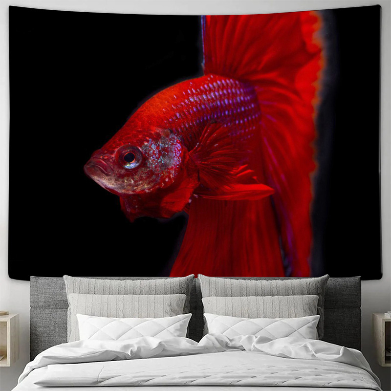 Vibrant Red Betta Fish Tapestr - Aquarium Fish Betta ulasan dan harga