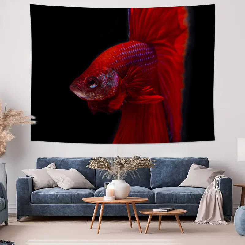 Vibrant Red Betta Fish Tapestr - Aquarium Fish Betta ulasan dan harga